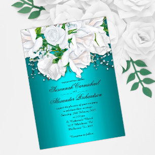 Elegante White Roses auf der Aqua Wedding Einladun