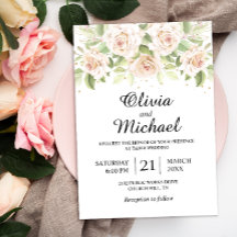 Elegante White Roses Minimalistische Einladung zur