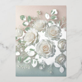 Elegante White Roses Wedding Folieneinladung