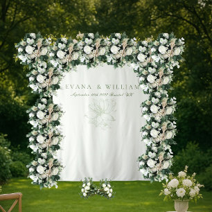 Elegante White Sage Grün Rückwände Banner Wandteppich