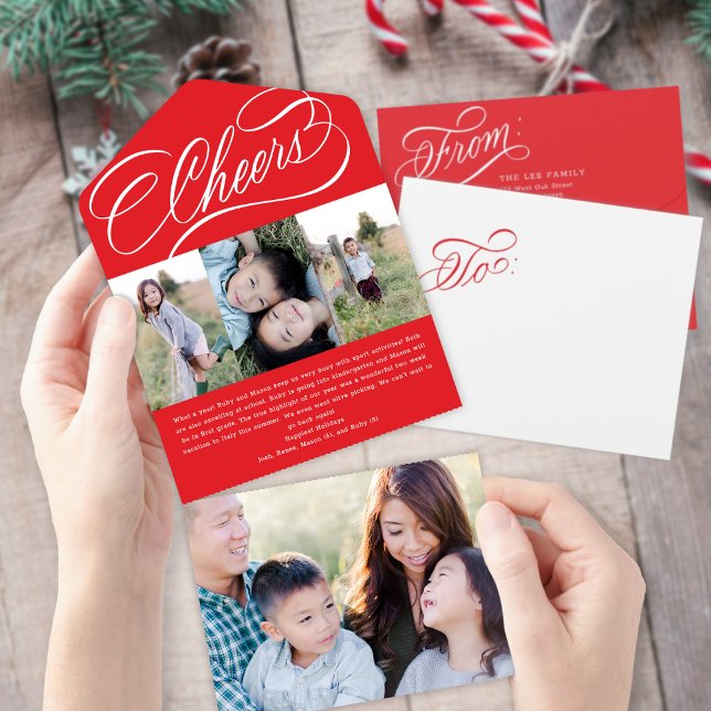 Elegante White Script Tear Away Foto Holiday Card All In One Einladung (Von Creator hochgeladen)