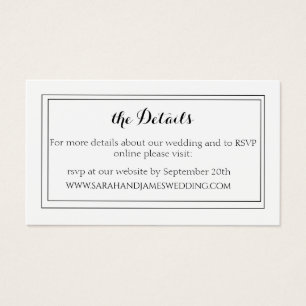 Elegante White Script Wedding Website Mini Card