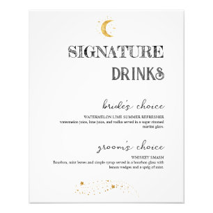 Elegante White Signature Drinks Hochzeitstipendium Fotodruck