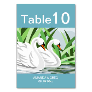 Elegante White Swan Tischnummer Cards
