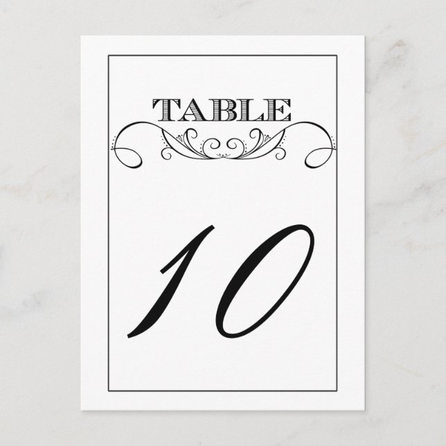 Elegante White Swirl Wedding Tischnummer Cards (Vorderseite)
