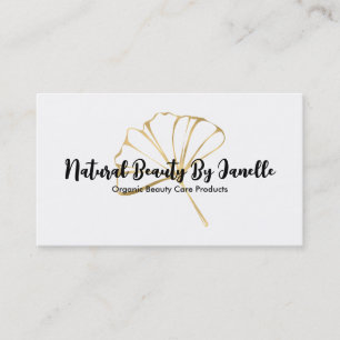 Elegante White w Imitats Gold Foil Leaf Business C Rabattkarte