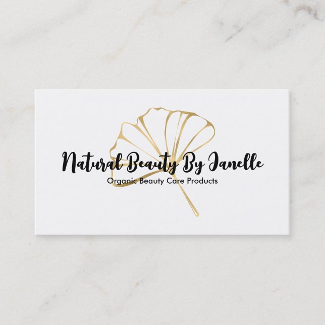 Elegante White w Imitats Gold Foil Leaf Business C Rabattkarte (Vorderseite)