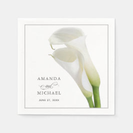 Elegante White Watercolor Calla Lilies Wedding Serviette