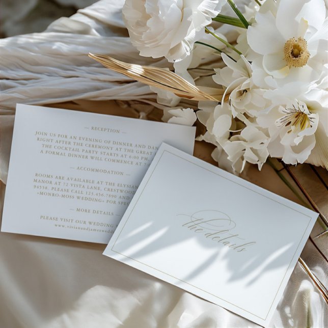 Elegante White Wedding Details Eintrittskarte Begleitkarte (Elegant White Wedding Details Enclosure Card)