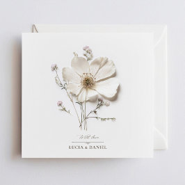 Elegante White Wildblume Chic Square Hochzeit Einladung