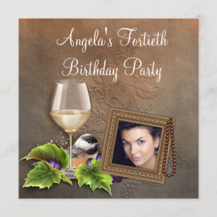 Elegante White Wine Womans Foto Geburtstagsparty Einladung