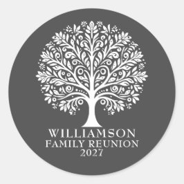 Elegante Wiedersehen der modernen Baumfamilie Runder Aufkleber