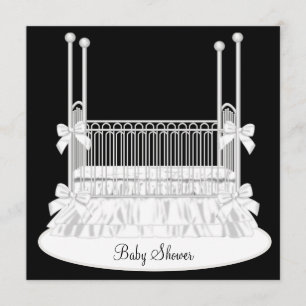 Elegante Wiege Schwarz Weiß Baby Shower Einladung