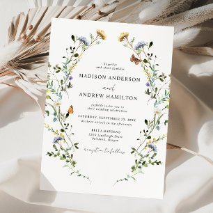 Elegante Wiesenhochzeit mit Wildblumen Einladung