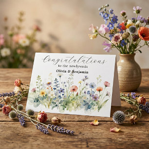 Elegante Wiesenhochzeit mit Wildblumen Gratulation Karte