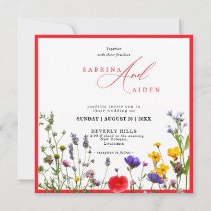 Elegante Wild Blume Blühende Gartenhochzeit Einladung