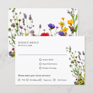 Elegante Wild Blume Blühende Gartenhochzeit RSVP Karte