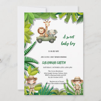 elegante Wild Safari-Babydusche Einladung