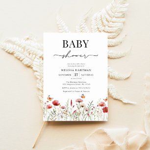 Elegante Wildblume Babydusche Einladung