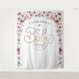 Elegante Wildblume Babydusche Hintergrund - Dusty Wandteppich