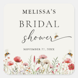 Elegante Wildblume bedeutet Brautparty zu sein Quadratischer Aufkleber