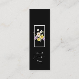 Elegante Wildblume Black Mini Business Card Visitenkarte