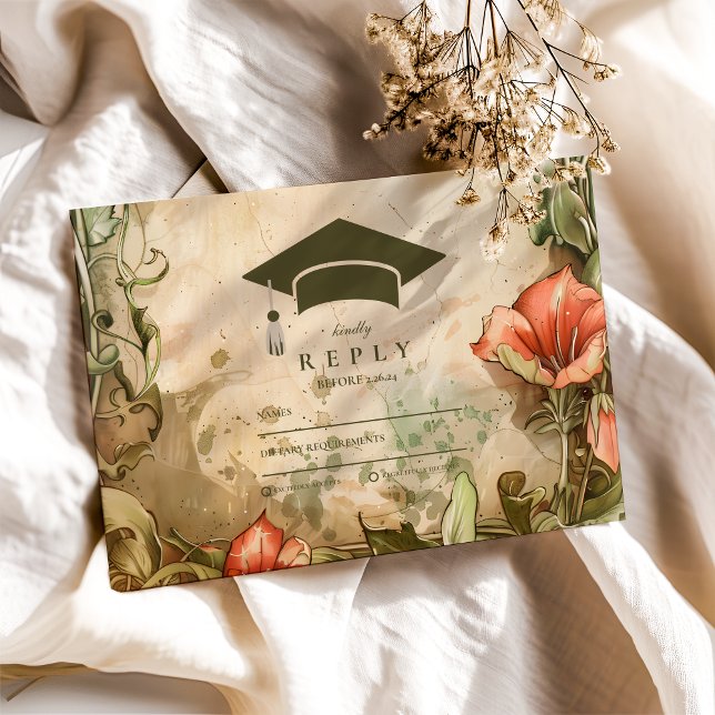 Elegante Wildblume Bloom Graduation Party RSVP Karte (Von Creator hochgeladen)