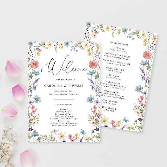 Elegante Wildblume Bloom Script Wedding Programm (Von Creator hochgeladen)