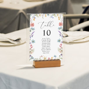 Elegante Wildblume Bloom Wedding Seating Chart Tischnummer
