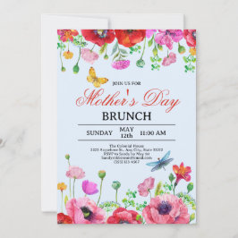 Elegante Wildblume Blue Chic Muttertag Brunch Einladung