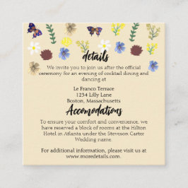 Elegante Wildblume Boho Eggshell Wedding Begleitkarte