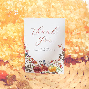 Elegante Wildblume Boho Floral Brautparty Dankeskarte