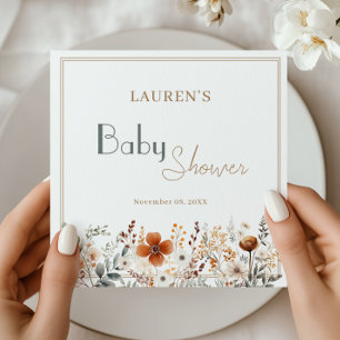 Elegante Wildblume Boho Gender Neutral Baby Shower Serviette