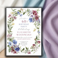 Elegante Wildblume Boho Wasserfarbe 50. Geburtstag