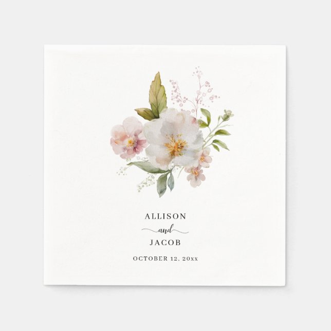 Elegante Wildblume Boho Wedding Serviette (Vorderseite)