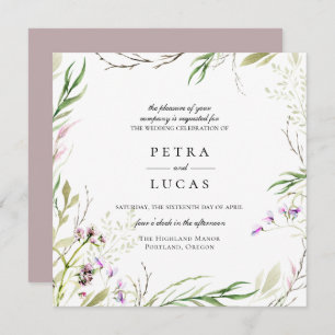 Elegante Wildblume Botanische Hochzeit Einladung