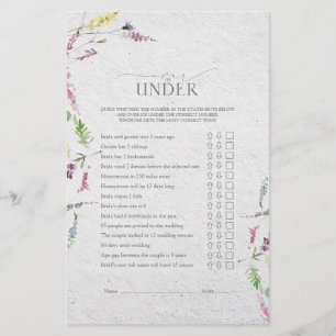 Elegante Wildblume Botanisches Brautparty Spiel