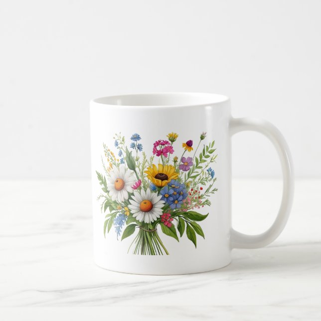 Elegante Wildblume Bouquet Kaffeetasse (Rechts)