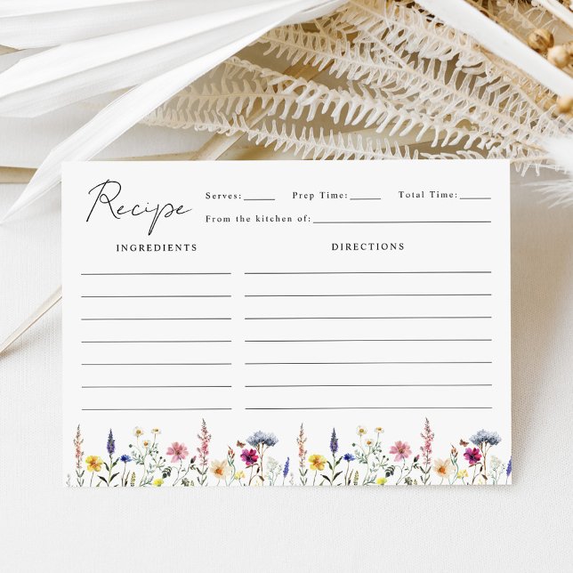 Elegante Wildblume Brautparty Rezept Begleitkarte (Von Creator hochgeladen)