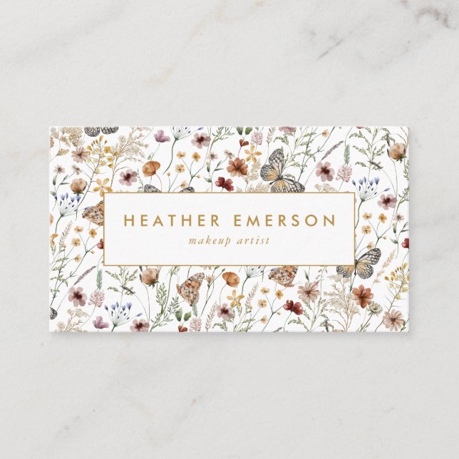 Elegante Wildblume Business Card Visitenkarte (Vorderseite)