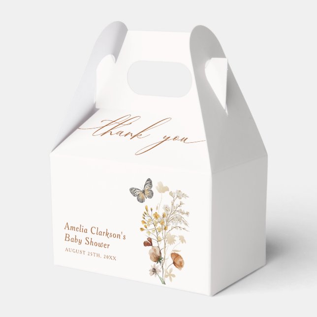 Elegante Wildblume Butterfly Babydusche Geschenkschachtel (Vorderseite)
