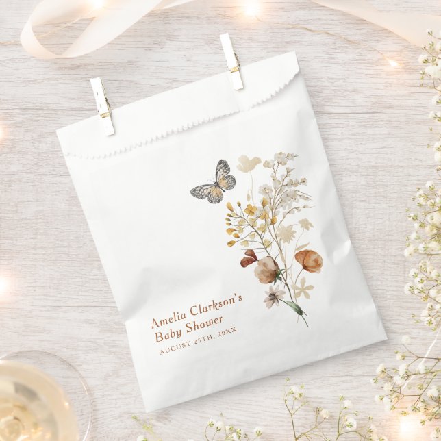 Elegante Wildblume Butterfly Babydusche Geschenktütchen (Ausgeschnitten)