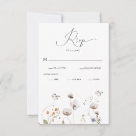 Elegante Wildblume Calligraphy Wedding RSVP Card Einladung