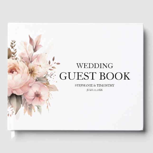 Elegante Wildblume Chic Wedding Gästebuch (Vorderseite)