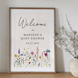 Elegante Wildblume Cream Baby Dusche Begrüßungszei Poster