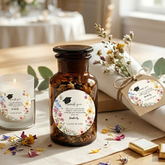 Elegante Wildblume Danke Abschlussgeschenke Runder Aufkleber