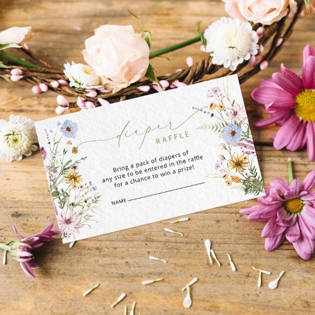 Elegante Wildblume Diaper Raffle Enclosure Card Begleitkarte (Von Creator hochgeladen)