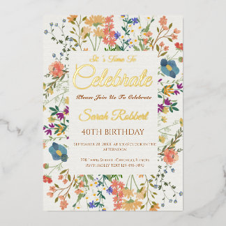 Elegante Wildblume Einladung zum Geburtstag