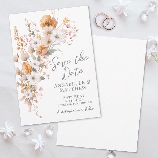 Elegante Wildblume Fall Botanische Hochzeit Save The Date (Elegant Wildflower Fall Botanical Floral Wedding Save the Date)