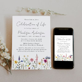 Elegante Wildblume Feier zur Beerdigung des Lebens Einladung